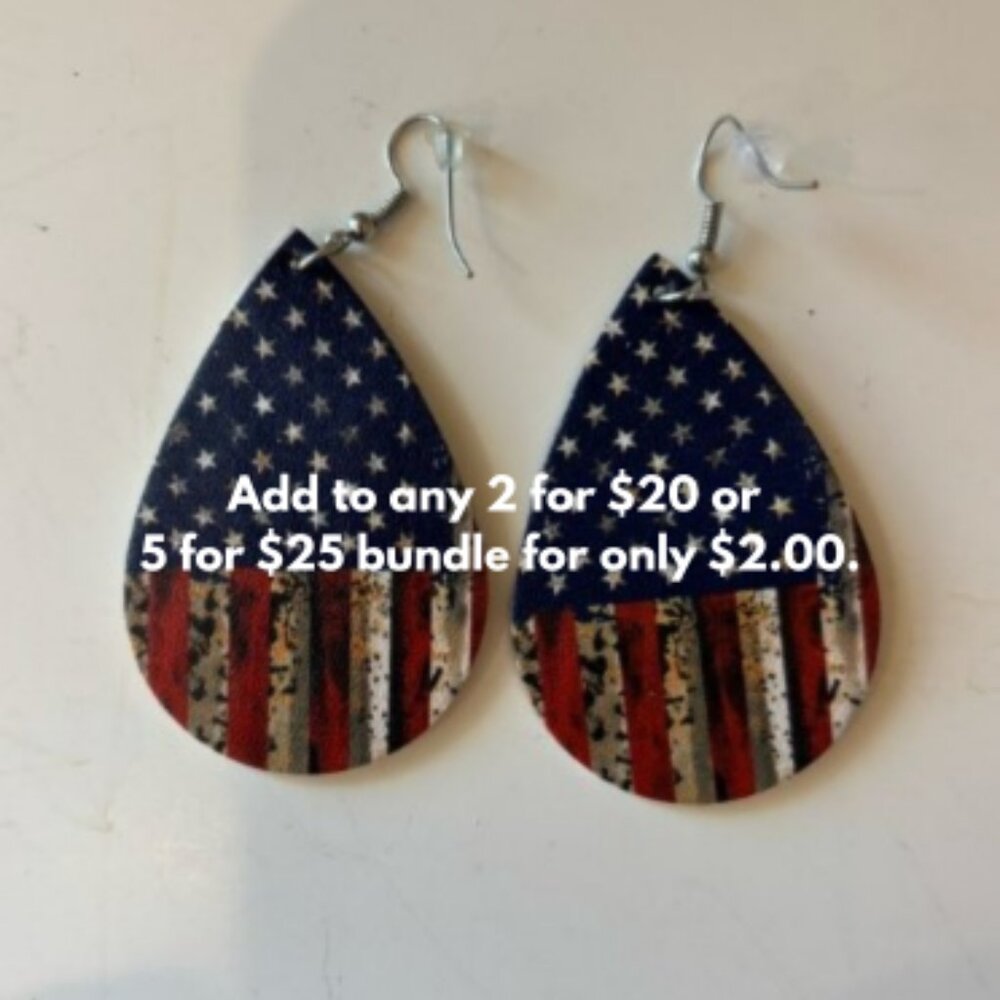 American Flag Teardrop Earrings